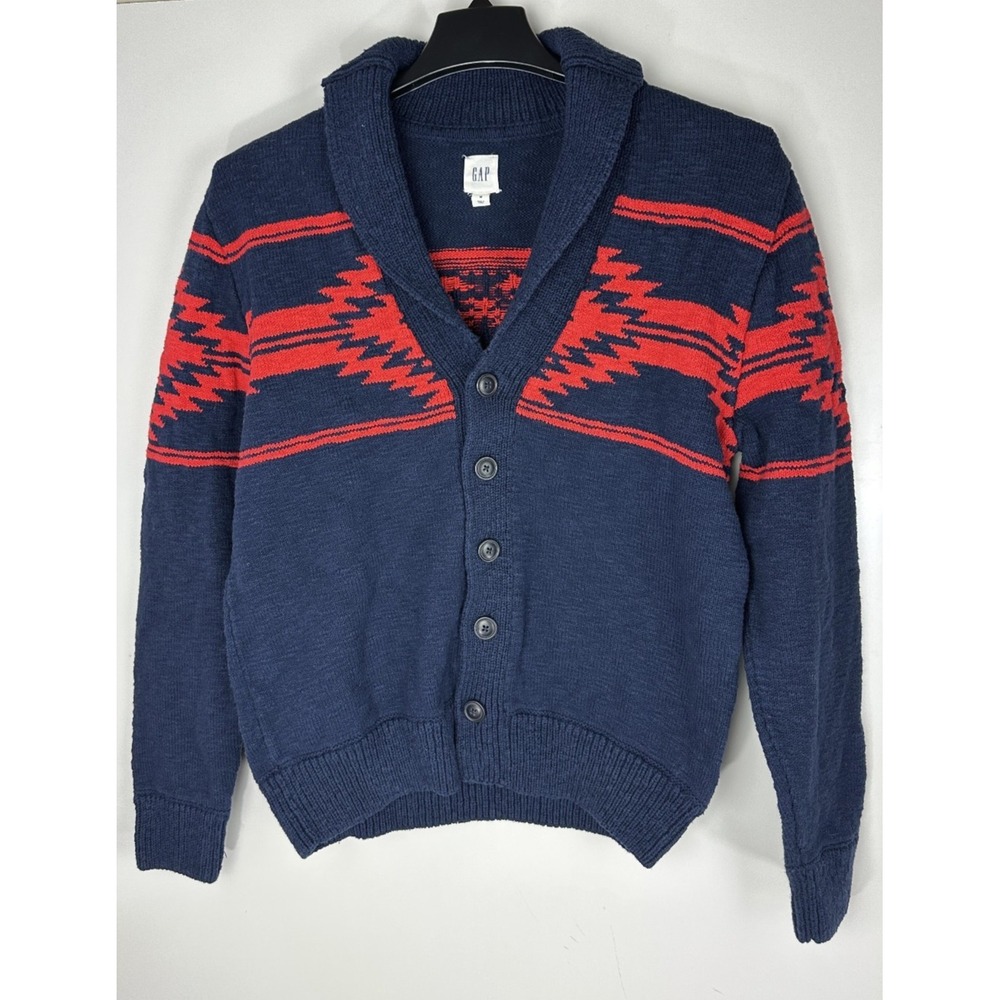 Gap Cardigan Sweater Men's Medium Shawl Collar Thick Knit Southwestern Aztec - Picture 12 of 12